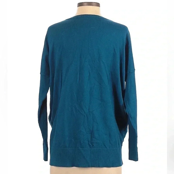 Express | Teal Sea Blue Zippered Sides Long Sleeve Sweater Size Small S Y2K - Picture 2 of 2